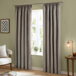 Furn The Ultimate Velvet Blackout Pencil Pleat Curtains Silver 168 x 229cm - thumbnail 1