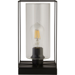 Lighting Collection Black Frame Table Lamp with Clear Inner Glass