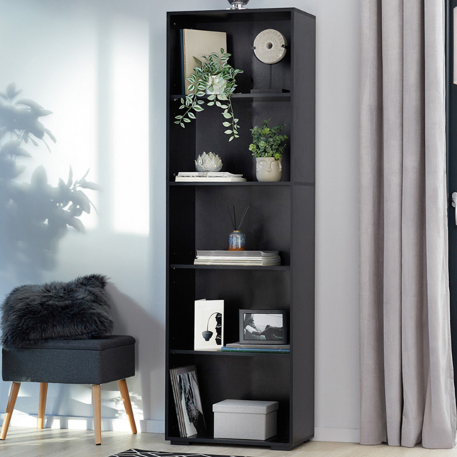tectake Lexi Black 5 Shelf Bookshelf - image 1