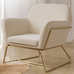 Charles Brushed Gold and Cream Velvet Armchair - thumbnail 1