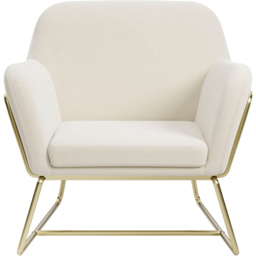 Charles Brushed Gold and Cream Velvet Armchair - thumbnail 3