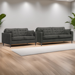 Eden Graphite Chenille 5 Seater Sofa Suite