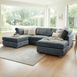 Carina Enzo 5 Seater Navy U-Shape Sofa