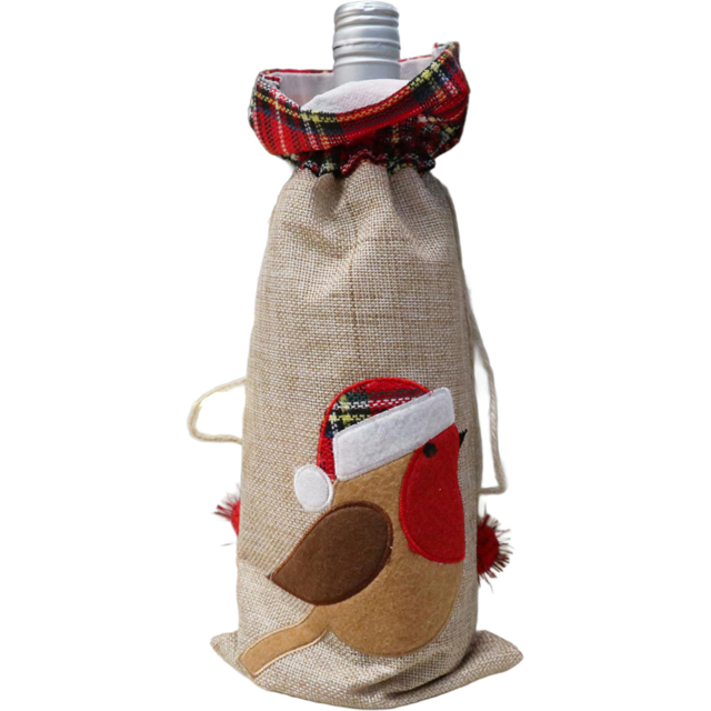 Shatchi Christmas Printed Burlap Hessian Linen Cover Bag with Drawstring - image 1
