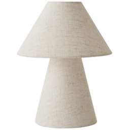 ValueLights Gigi Natural Linen Full Fabric Tapered Table Lamp and Bulb
