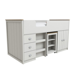 Lexington Light Grey Mid Sleeper Bed with Desk and Drawers - thumbnail 2