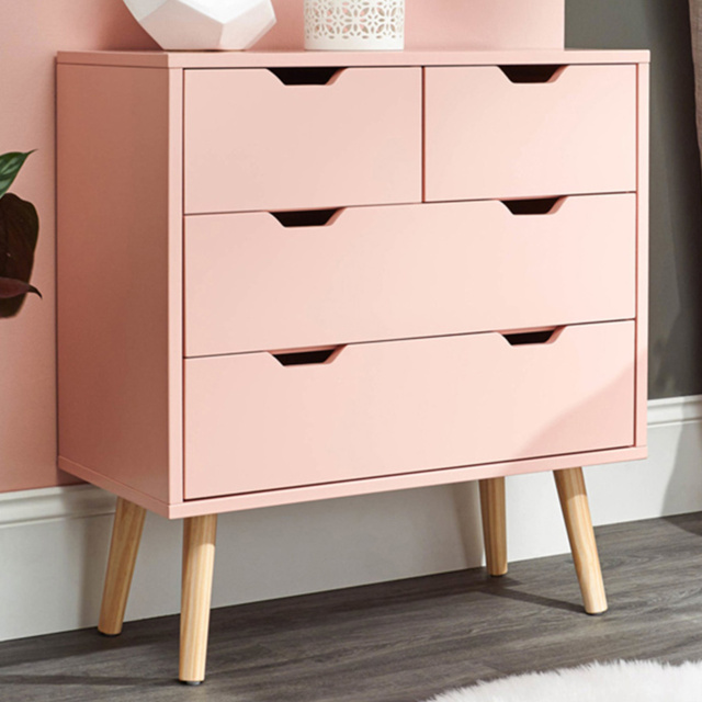GFW Nyborg 4 Drawer Coral Pink Chest of Drawers - image 1