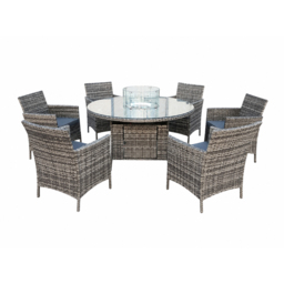 Outdoor Living Rattan 6 Seater Round Firepit Dining Set - thumbnail 2
