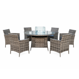 Outdoor Living Rattan 6 Seater Round Firepit Dining Set - thumbnail 3