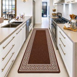 Smart Living Greekey Brown and Cream Gel Back Non-Slip Door Mat 67 x 220cm - thumbnail 2