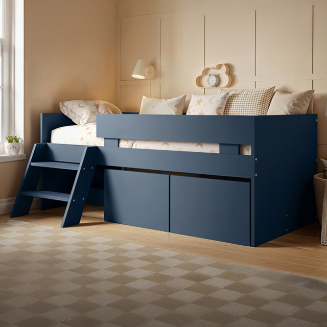 Flair Logan Single 2 Drawer Blue Low Sleeper Bed - image 1