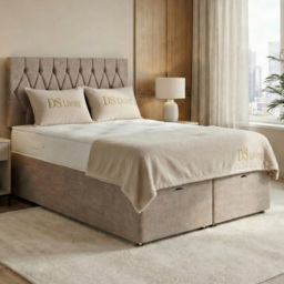 DS Living Diamond Beige Single Upholstered Divan Bed