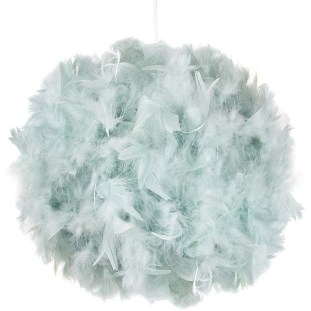 Happy Homewares Small Duck Egg Feather Decorated Ceiling Pendant Shade - image 1