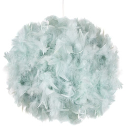 Happy Homewares Small Duck Egg Feather Decorated Ceiling Pendant Shade