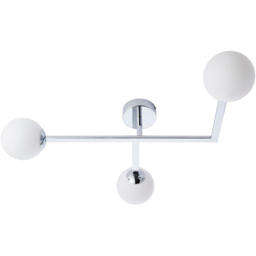 Merano Riomaggiore Matt Opal Glass Shade Semi Flush Chrome Plate 3 Light Ceiling Light