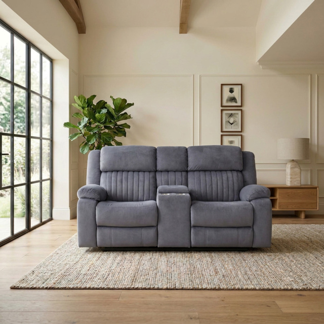 Haddon 2 Seater Dark Grey Foam Manual Recliner Sofa - image 1