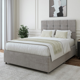 Bedmaster Single Seal Grey Naples Linen Divan Base with Pearl Headboard