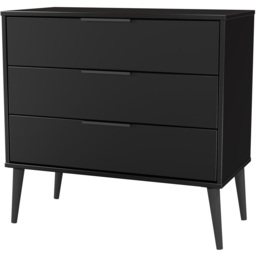 Crowndale Hong Kong 3 Drawer Matt Black Chest of Drawers Ready Assembled - thumbnail 4