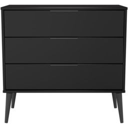 Crowndale Hong Kong 3 Drawer Matt Black Chest of Drawers Ready Assembled - thumbnail 2