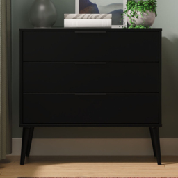 Crowndale Hong Kong 3 Drawer Matt Black Chest of Drawers Ready Assembled - thumbnail 1