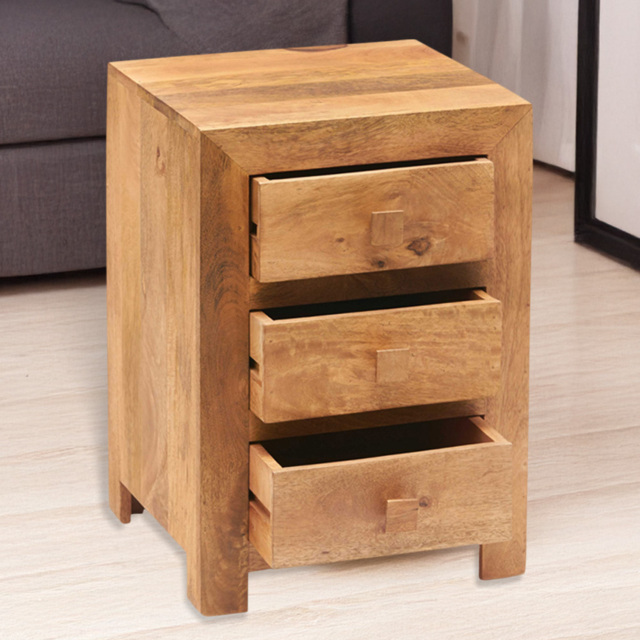 Brooklyn Napoli Toko 3 Drawer Light Mango Bedside Table - image 1