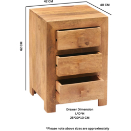 Brooklyn Napoli Toko 3 Drawer Light Mango Bedside Table - thumbnail 4