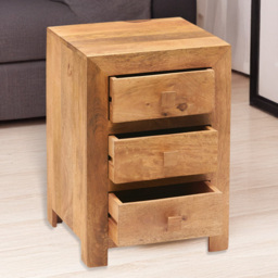 Brooklyn Napoli Toko 3 Drawer Light Mango Bedside Table - thumbnail 1
