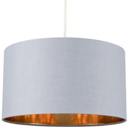 ValueLights Reni Warm Grey and Metallic Gold Drum Ceiling Lamp Shade Large
