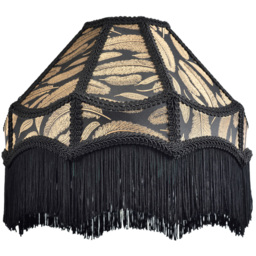 Happy Homewares Classic Victorian Empire Tassels and Golden Leaves Black Pendant Shade - thumbnail 1