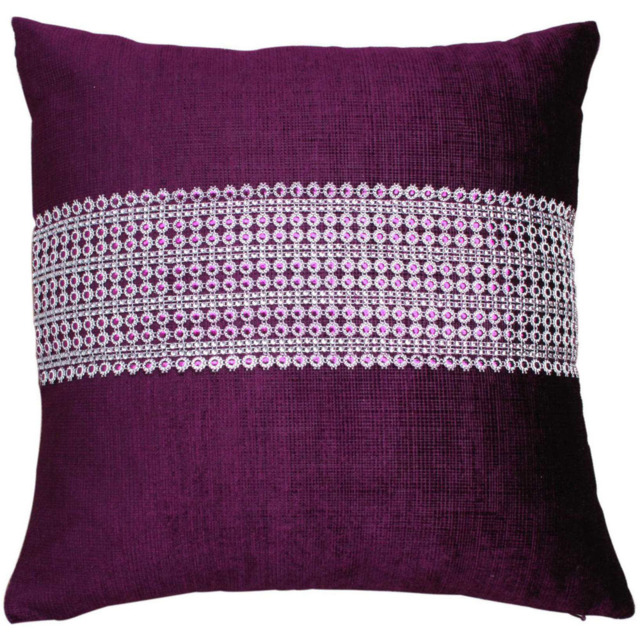 Intimates Ritz Diamante Aubergine Filled Cushion 43 x 43cm 2 Pack - image 1