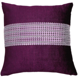 Intimates Ritz Diamante Aubergine Filled Cushion 43 x 43cm 2 Pack