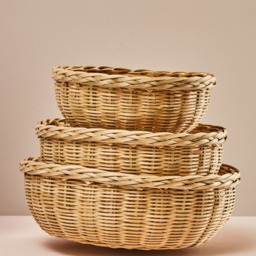 Premier Housewares Natural Round Bamboo Basket 3 Pack - thumbnail 2