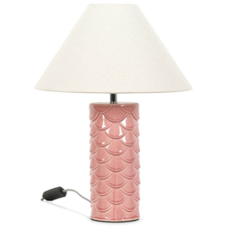 ValueLights Athena Pink and Natural Taper Shell Ceramic LED Table Lamp