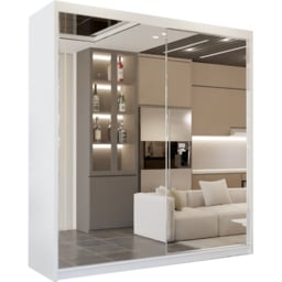 M N Furniture 2 Door White Mirrored Sliding Wardrobe 200cm - thumbnail 2