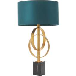 Merano Trento Antique Gold and Teal Satin Fabric Table Lamp