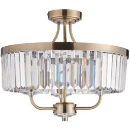 Merano Ascoli Clear Glass Antique Brass Plate Ceiling Light