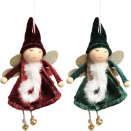 Single Gold Fairy with Bells Hanging Ornament in Assorted styles