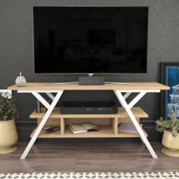 Decorotika Minerva 4 Shelf White and Oak Decorative TV Unit