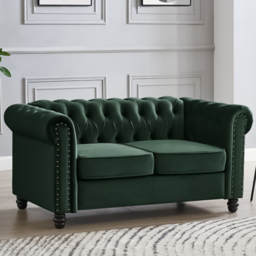 Home Detail Chesterfield 2 Seater Studded Green Velvet Sofa