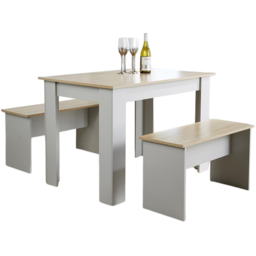 Home Source Camden 4 Seater Dining Table Bench Set Grey - thumbnail 2