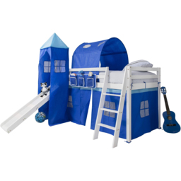 Noa and Nani Moro White and Blue Mid Sleeper Cabin Bed with Slide - thumbnail 2