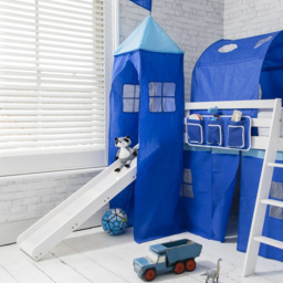 Noa and Nani Moro White and Blue Mid Sleeper Cabin Bed with Slide - thumbnail 3