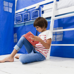Noa and Nani Moro White and Blue Mid Sleeper Cabin Bed with Slide - thumbnail 4