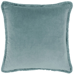 Paoletti Freya Duck Egg Velvet Fringed Cushion