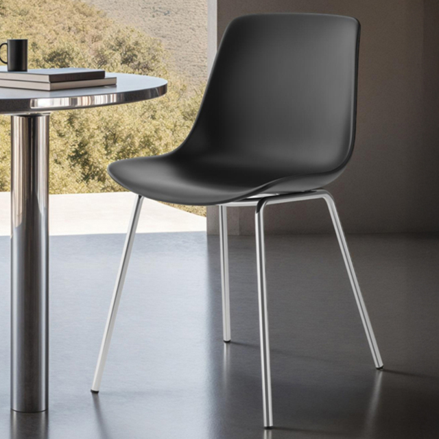 tectake Mave Black and Chrome Ergonomic High Backrest Dining Chair Set of 6 - image 1