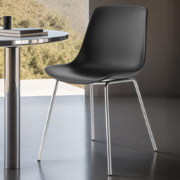 tectake Mave Black and Chrome Ergonomic High Backrest Dining Chair Set of 6