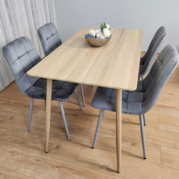 Kosy Koala 4 Seater Velvet Dining Set Wood Effect and Grey