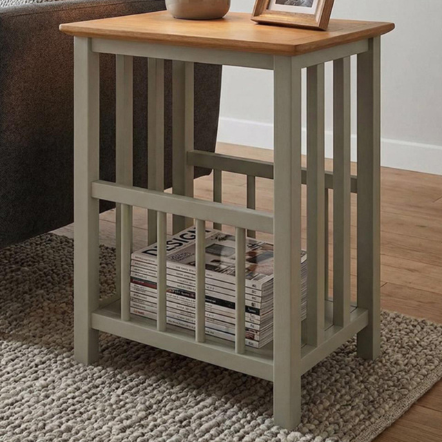 FWStyle Taberno Sage Green and Oak Magazine Rack Table