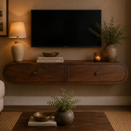 Artisan Furniture London Chestnut 2 Drawer Solid Wood Floating Console Table