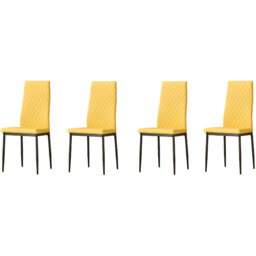 Indoor Living Emily 4 Seater Leather Marble Top Dining Set Mustard - thumbnail 3